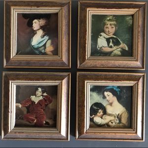 Vintage Set of 4 Victorian style mini pictures
